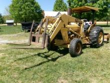 FORD 345C DSL, CANOPY, SELLS W/ LOADER, BUCKET & FORKS, 884 HRS, SN: A41218