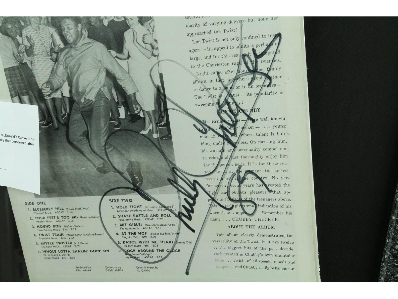 Chubby Checker Framed Signed Record Album
