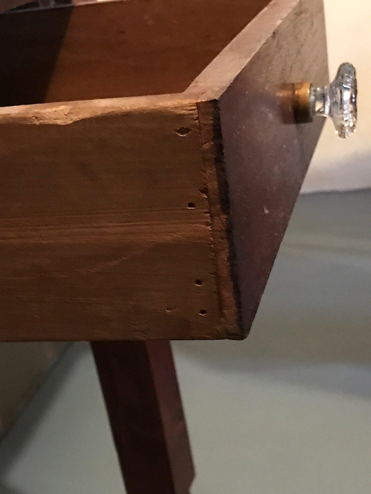 Vintage Burled Walnut Drop Leaf Table w/Drawer & Glass Knob