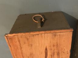 Antique Wooden Chest w/Dove Tailed Corners & Roped Side Handles