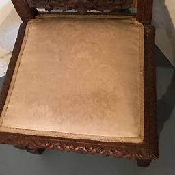 Antique Walnut Ornately Hand Carved Old Man Winter Chair w/Turned Legs - Amazing!