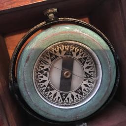 Vintage Compass in Wooden Dove Tailed Box