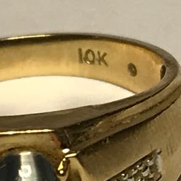10K Gold Men's Ring w/Blue Stone