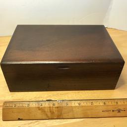 Dove Tailed Wooden Jewelry Box Full of Misc Jewelry