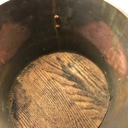 Vintage Brass & Wood Ash Bucket