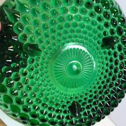 Vintage Green Glass Hobnail Footed Candy Dish