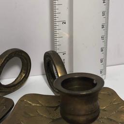 Pair of Brass Leaf Candlestick Holders Made in Korea