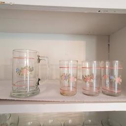 Lot of Various Pfaltzgraff Drinking Glasses with Flowers Made in USA