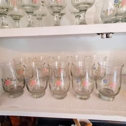 Lot of Various Pfaltzgraff Drinking Glasses with Flowers Made in USA