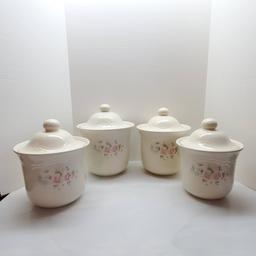 Vintage Pfaltzgraff Ceramic Canister Set, Tea Rose Pattern, Excellent Condition, Made in USA