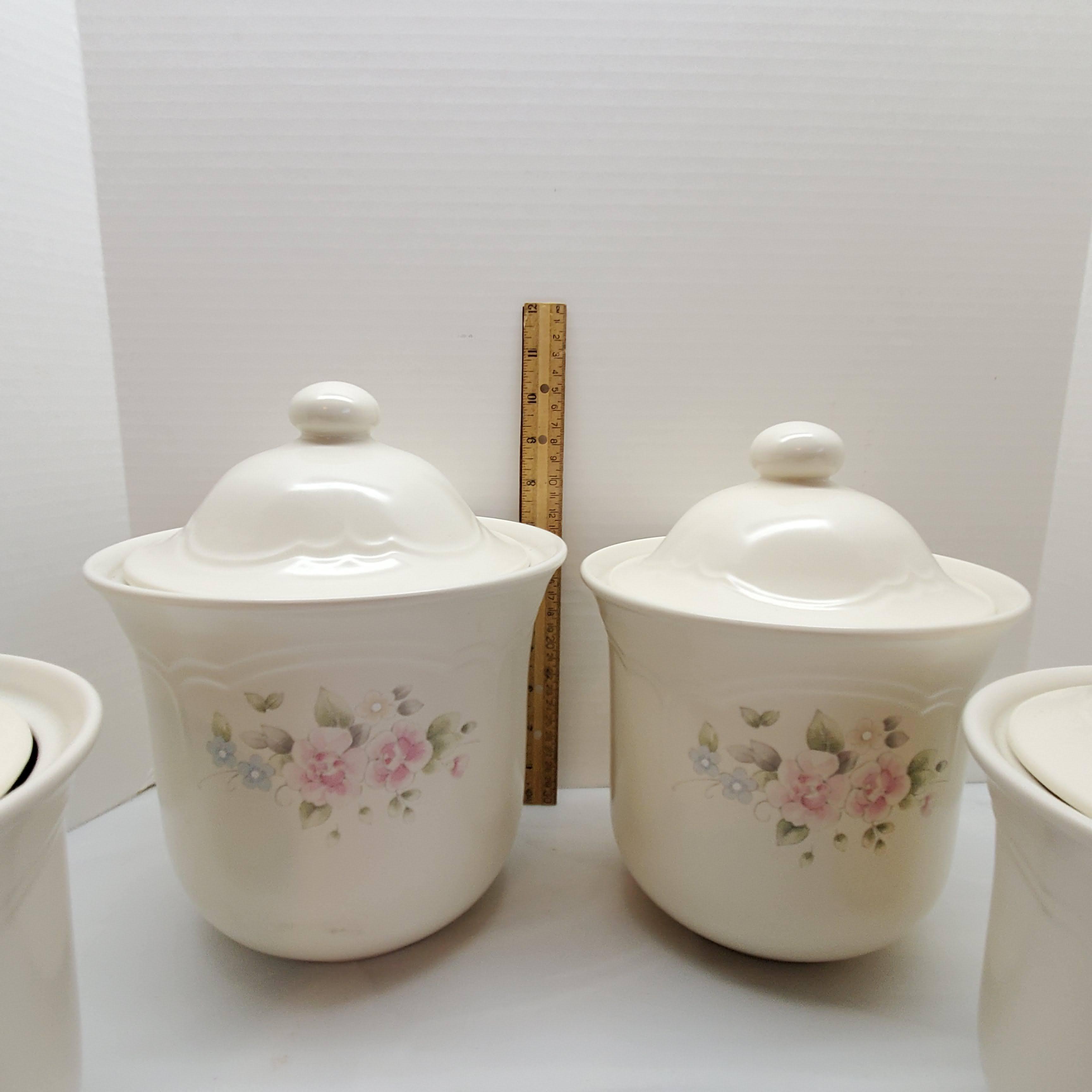 Vintage Pfaltzgraff Ceramic Canister Set, Tea Rose Pattern, Excellent Condition, Made in USA