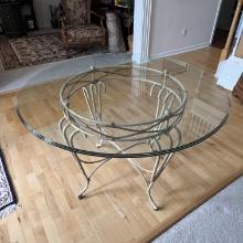 Wrought Iron Base Round Table with Beveled Glass Top2