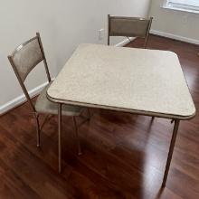 Vintage Card Table with 2 Folding Chairs