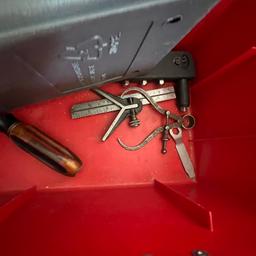 Red Toolbox with Various Tools & Hardware