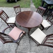 Nice Cherry 7 pc Dining Table & Chairs by Trogdon Furniture Company with 3 Leafs