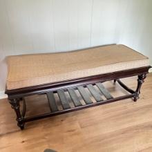 Mohagony Finish Wooden End-of-the-bed Bench with Cushion