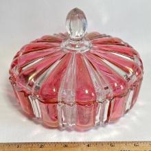 Anchor Hocking Old Cafe Cranberry Flashed Glass Lidded Candy Dish