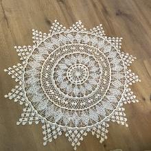 Vintage 32" Hand Crocheted Ivory Doily