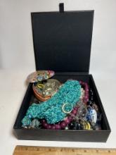 Calvin Klein Jewelry Box FULL of Various Jewelry & Jewelry Parts