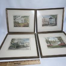 Set of 4 Vintage Framed & Signed Wilmington Prints