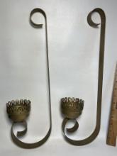 Pair of Retro Scroll Candlestick Wall Sconces