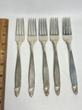 5 piece Lunt Sterling Silver Dinner Forks