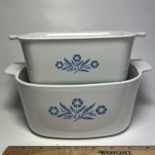 Corning Ware Cornflower Blue 3 Quart Baking Dish & Rectangular 1-1/2 Qt Baking Dish