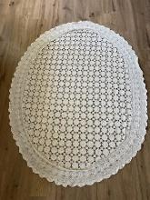 Impressive Hand Crocheted Ivory Table Cloth