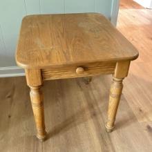Oak Side Table with Drawer