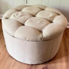 Comfy Large Round Ottoman with Tufted Soft Lid & Plenty of Storage Underneath