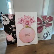 Set of 3 Cool Floral & Chanel Wall Hangings - Great For Shop or Boutique!