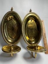 Pair of Brass Candle Holder Wall Sconces