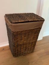 Nice Wicker Lidded Hamper with Tag