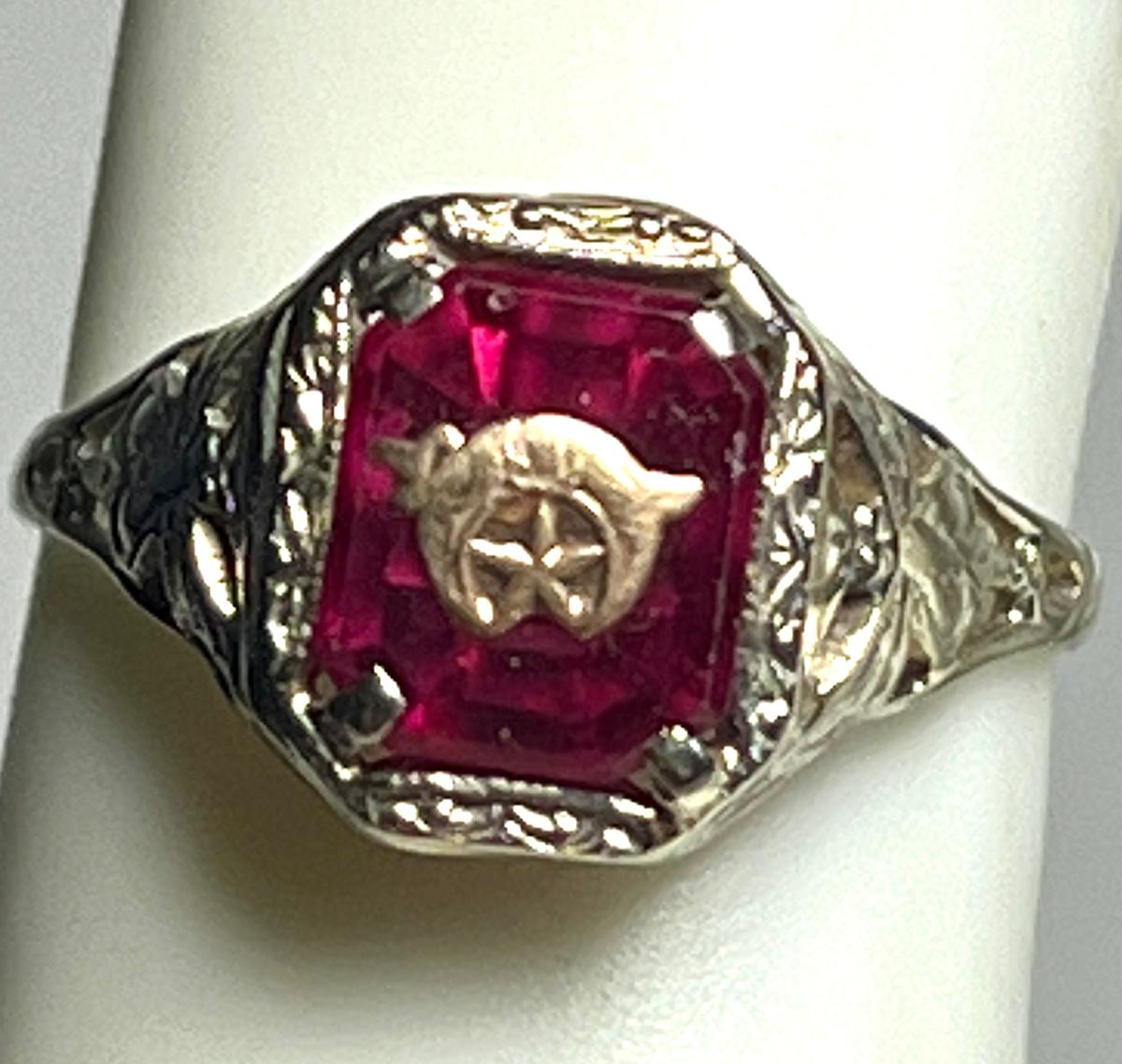 14K Gold Ring with Red Stone