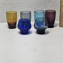 Lot of Vintage Etched Shot Glasses, Multi Colors