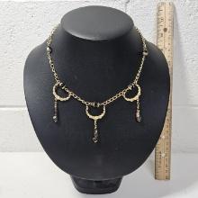 Gold Tone Necklace with Cloisonné Beads