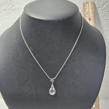 Sterling Silver Necklace with Clear Stone Pendant