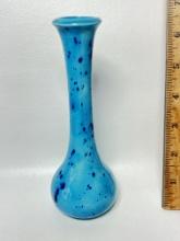 Pretty Blue Speckled Pottery Bud Vase