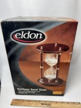 Wooden Heirloom Sand Timer with Mahogany Finish & Brass Accents - New in Box