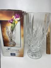 Nice Heavy 24% Lead Crystal Pressed Vase with Original Box