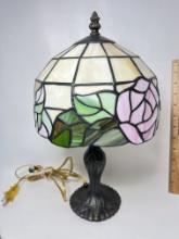 Bronze Finish Lamp with Beautiful Stained Glass Shade