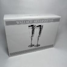 Wallace Silversmiths Set of Two Grande Baroque Silverplated Toasting Flutes - New