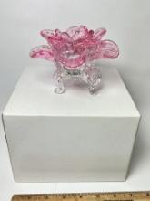 Pretty Pink Glass Flower Votive with Tea Light