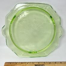 Anchor Hocking Vaseline Glass Princess Pattern Footed Cake Plate
