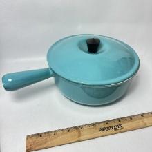 Teal Le Creuset Enamel Cast Iron Lidded Pot Made in France