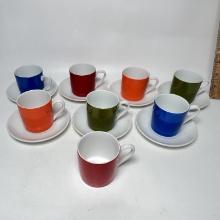 Colorful 15 Pc Expresso Cups & Saucers Set