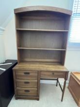 Vintage Wooden 2 Pc Student Desk with 3-Tier Shelf