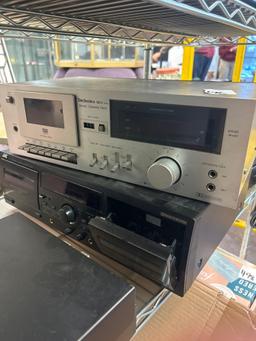 Sony TV players technic stereo, cassette deck, and JVC double cassette deck