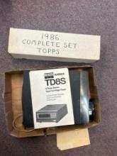 DSR eight track stereo, tape cartridge player and 1986 complete set tops cards