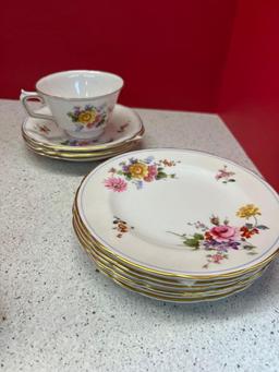 vintage collection of Royal Crown Derby from England dinnerware and additional tea cups